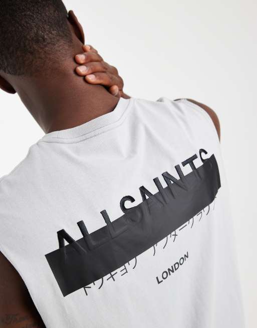 AllSaints - Redact - Mouwloos hemdje met grafische print in grijs, 3 van 5