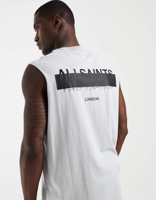 AllSaints - Redact - Mouwloos hemdje met grafische print in grijs, 5 van 5