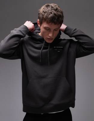 AllSaints Redact oth hoodie in washed black - BLACK