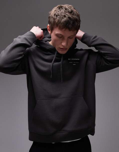 AllSaints – Redact Oth – Kapuzenpullover in verwaschenem Schwarz - view 1