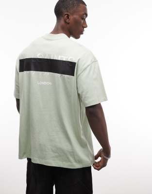 Redact - Oversize-T-Shirt in Hellgrün mit Logo-Stickerei und Rückenprint Grün XS