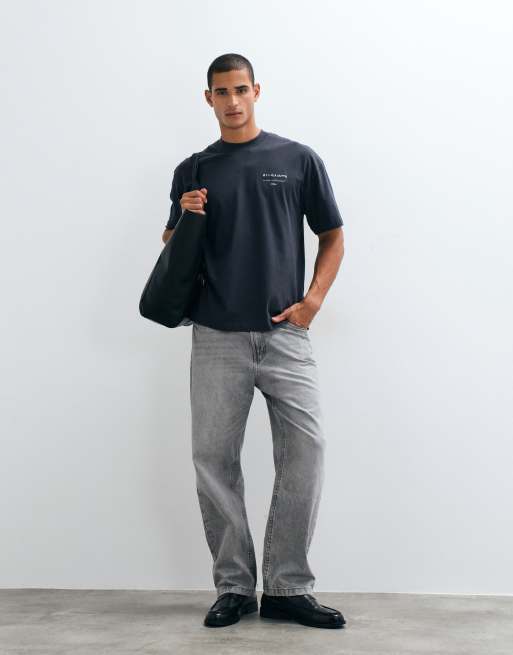 AllSaints Redact – Oversize-T-Shirt in verwaschenem Schwarz mit aufgesticktem Logo, 2 von 5