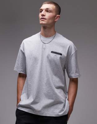 Allsaints Redact Oversized Embroidered Logo T-shirt In Gray