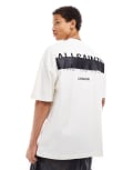 [AllSaints] AllSaints Redact oversized embroidered logo t-shirt in white XL ashen white