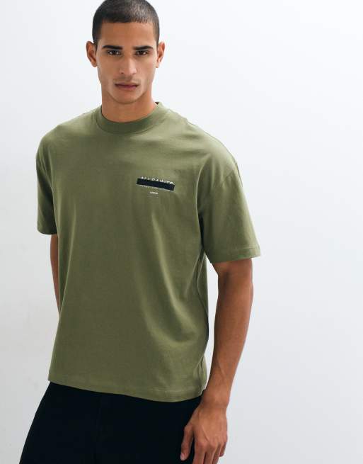 AllSaints - Redact - Oversized T-shirt met geborduurd logo in groen, 2 van 5