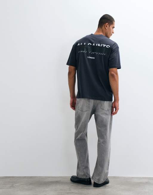 AllSaints - Redact - Oversized T-shirt met geborduurd logo in zwarte wassing, 5 van 5