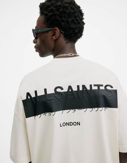 AllSaints - Redact - T-shirt met korte mouwen en ronde hals in aswit
