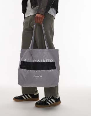 AllSaints Redact tote bag in machine grey - GREY - GREY | ASOS