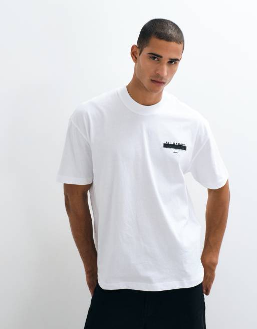 AllSaints – Redact – Vit t-shirt i oversize med broderad logga, 2 av 5