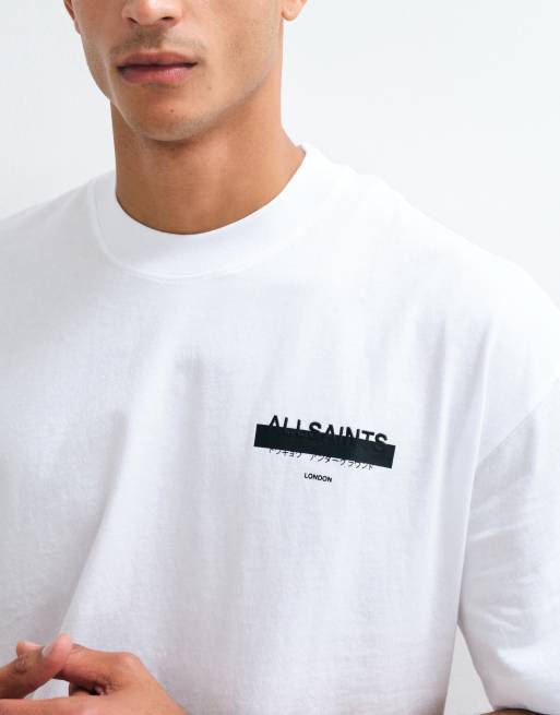AllSaints – Redact – Vit t-shirt i oversize med broderad logga, 3 av 5