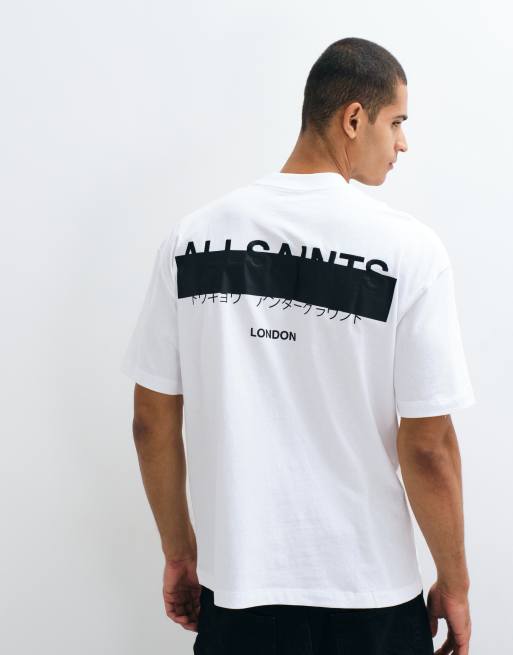 AllSaints – Redact – Vit t-shirt i oversize med broderad logga, 5 av 5