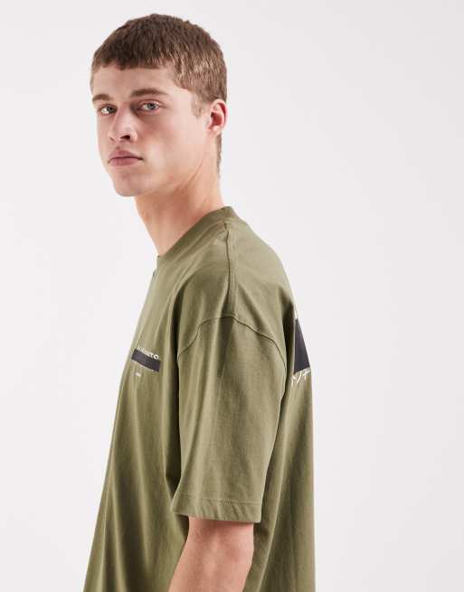 AllSaints – Redact – Zielony T-shirt oversize z haftowanym wzorem, 5 z 5