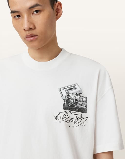 Allsaints reel graphic t-shirt in white, 3 of 4