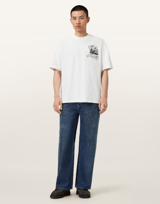 Allsaints reel graphic t-shirt in white, 4 of 4