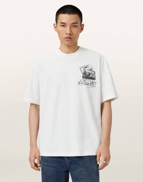 AllSaints - Reel - T-shirt bianca con grafica - view 1