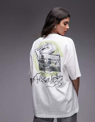 AllSaints - Reel - T-Shirt in Weiß mit Grafikprint