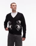 [AllSaints] AllSaints Reflection cardigan in black XS Black/chalk white