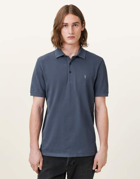 AllSaints – Reform – Kurzärmliges Polohemd in Marineblau - view 1