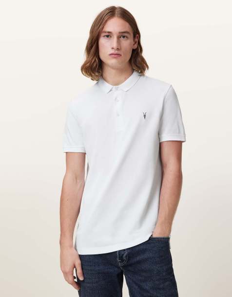AllSaints – Reform – Kurzärmliges Polohemd in Optic White - view 1