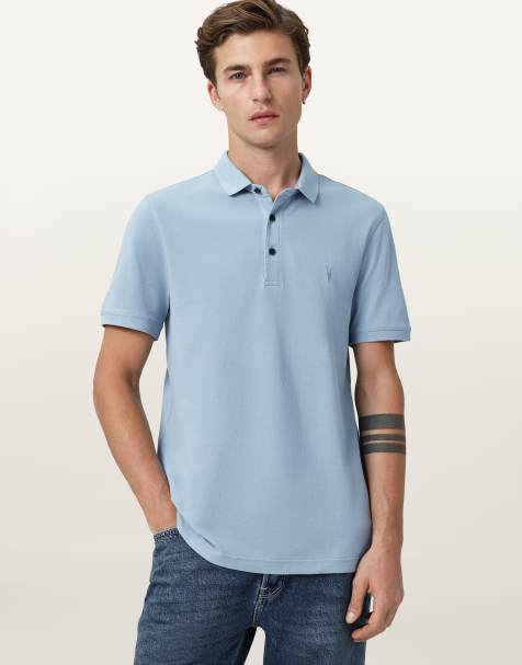 AllSaints – Reform – Kurzärmliges Polohemd in Sunil-Blau - view 1
