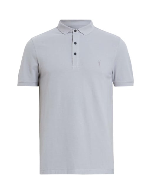 AllSaints – Reform – Kurzärmliges Polohemd in Weidenblau, 5 von 5