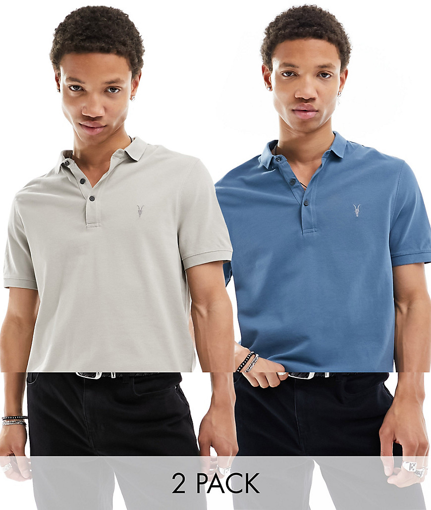 AllSaints Reform polo shirt 2-pack in multi
