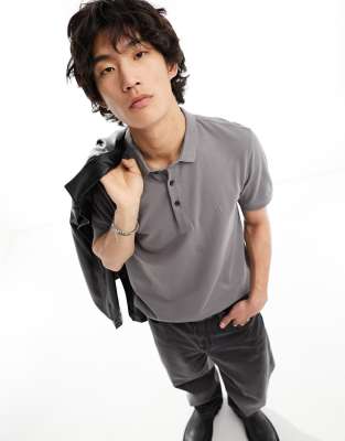 AllSaints Reform polo shirt in ash grey - ASOS Price Checker