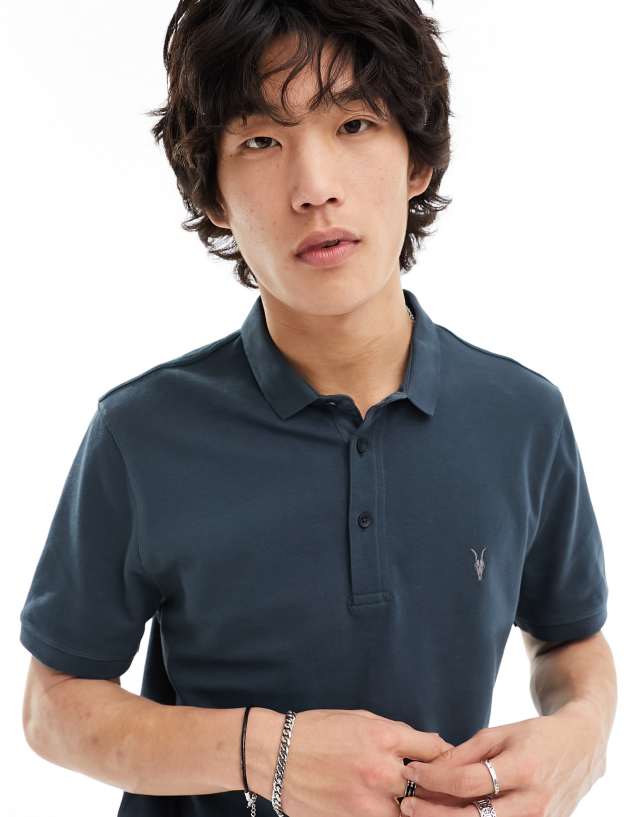 AllSaints - reform polo shirt in marine blue