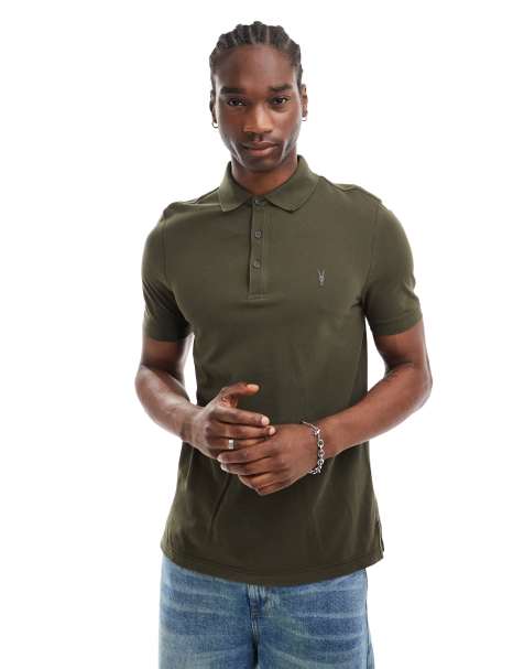 AllSaints – Reform – Polohemd in Khaki - view 1