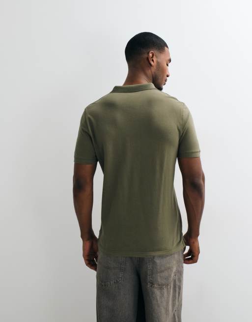 AllSaints Reform short sleeve logo polo in green, 4 of 5
