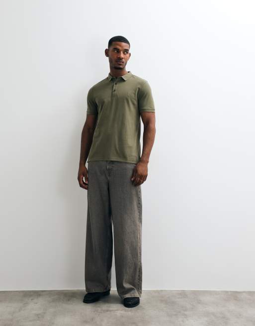 AllSaints Reform short sleeve logo polo in green, 5 of 5