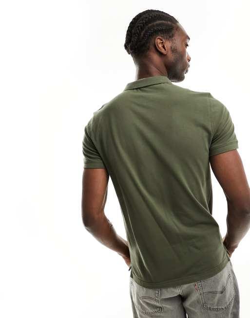 AllSaints Reform short sleeve polo top in khaki