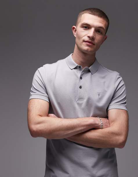 Allsaints Reform polo in machine grey - GREY