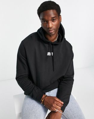 AllSaints Refract hoodie in washed black with chest branding | ASOS