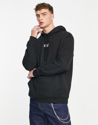 AllSaints Refract logo hoodie in washed black