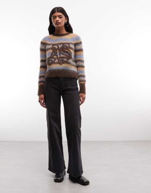 AllSaints - Rega - Maglione blu con logo a righe, 2 di 4
