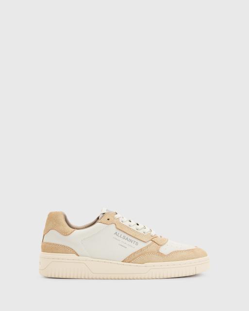AllSaints - Regan - Baskets basses en daim - Blanc/sable