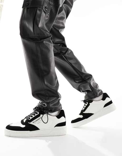 AllSaints - Regan - Baskets basses en daim - Noir/blanc