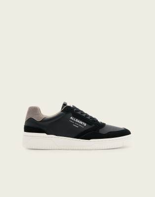 Regan - Leder-Sneaker in Schwarz mit niedrigem Schaft und Logo Schwarz 45