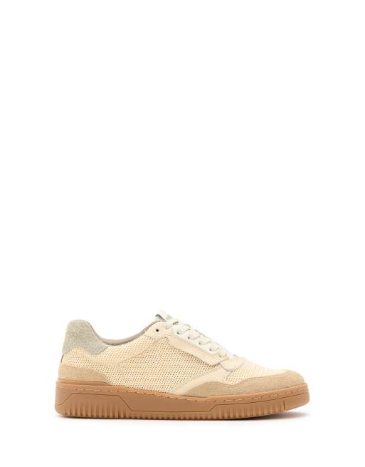 AllSaints – Regan – Niedrige Sneaker aus Netzstoff in Kreideweiß/Ton