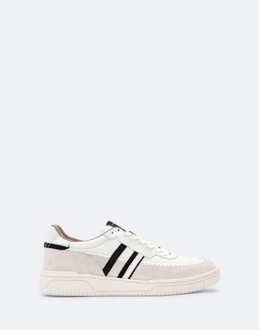 AllSaints Regan Stripe baskets à lacets en cuir blanches, 4 de 5