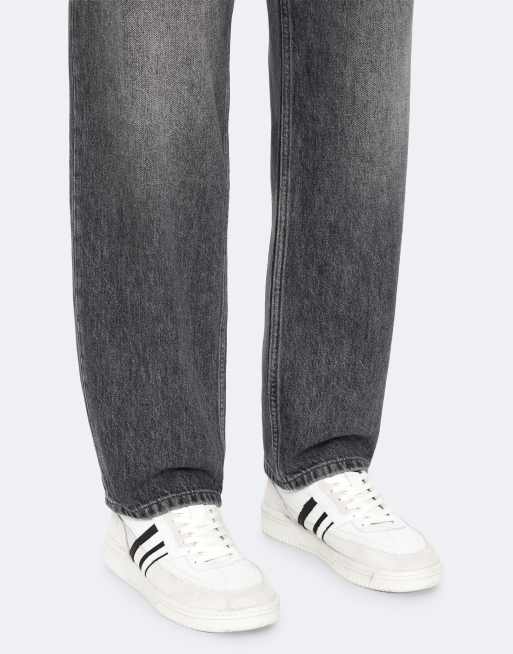 AllSaints Regan Stripe leren sneakers met veters in wit, 2 van 5