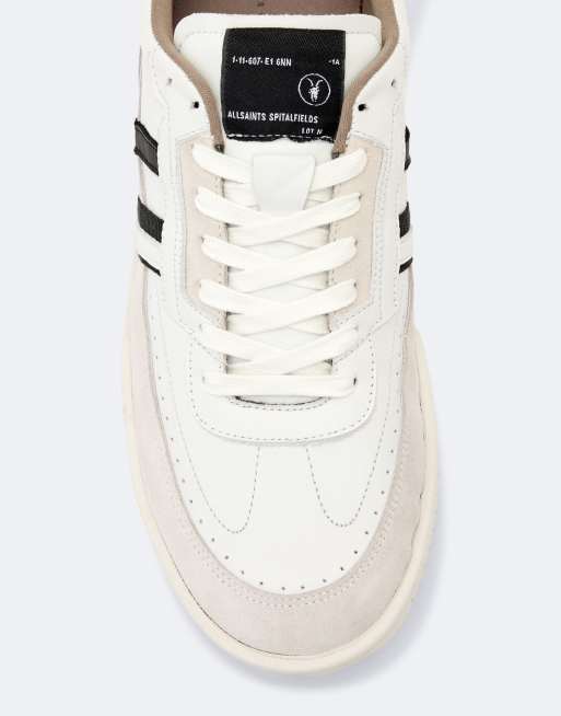 AllSaints Regan Stripe leren sneakers met veters in wit, 3 van 5