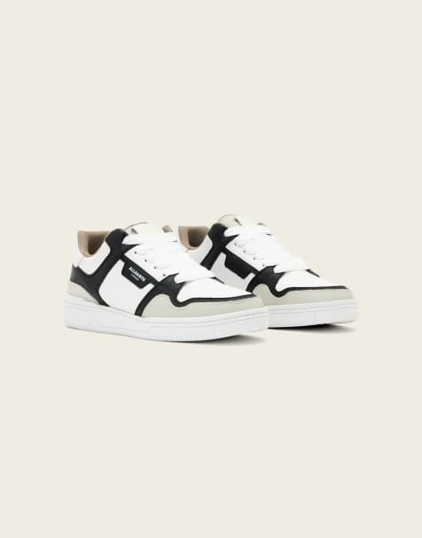 AllSaints – Regan – Vita, grova, låga sneakers i läder - view 1