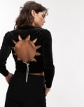 [AllSaints] AllSaints Regina velvet top with crystal back tie in black 6 black
