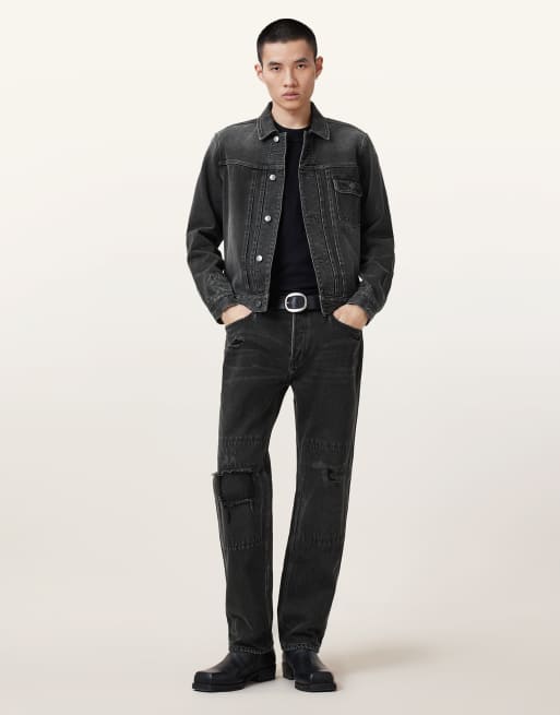 AllSaints – Reid – Jeans im Used-Look in Schwarz