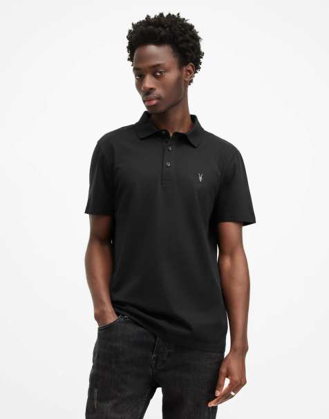 AllSaints - Reid - Polo manches courtes - Noir de jais - view 1