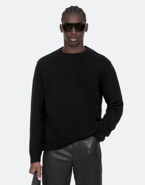 AllSaints Remus pull col rond noir - view 1