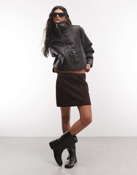 AllSaints Renai Kombiteil-Minirock aus Wildleder und Leder in Braun - view 1
