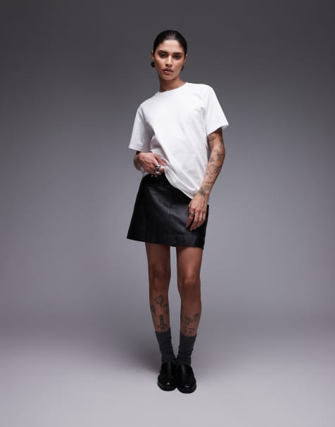 Allsaints Renai leather mini skirt in black - view 1